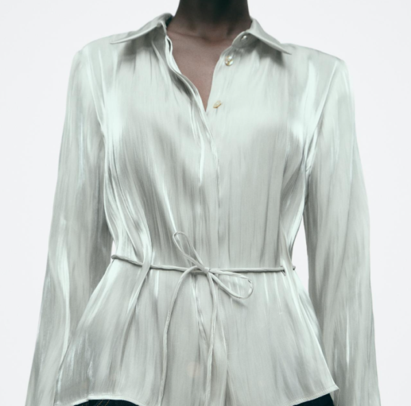 SHIMMER EFFECT TIE SHIRT - Image 3