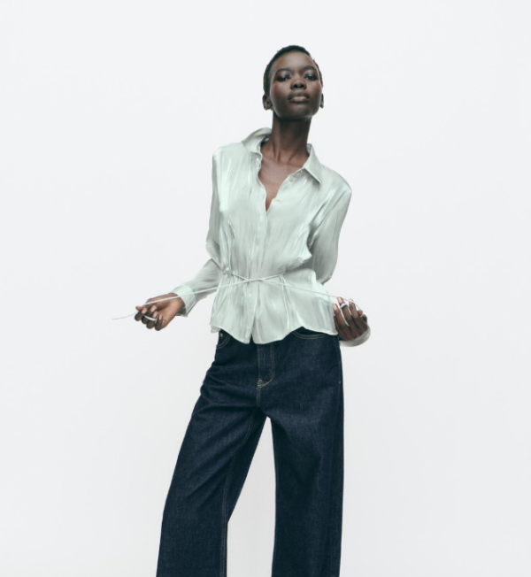SHIMMER EFFECT TIE SHIRT - Image 4
